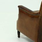Patinated Sheep Leather Armchair 1950s thumbnail 4