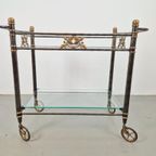 Vintage Regency Messing Metaal Bar Cart Drank Trolley Goud thumbnail 10