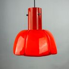 Red Glass Flower Shaped Pendant Light From Glashütte Limburg, 1970 thumbnail 2