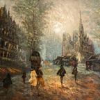 Prachtig Straatbeeld Parijs In Olieverf thumbnail 13