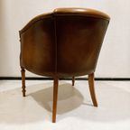 Charming Brown Leather Club Chair, Studded And Hand-Dyed, Fully Restored thumbnail 3