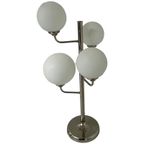 Ca. 1970’S - Stainless Steel Table Lamp With Opaline Glass Orbs - Mix Between Art Deco And Bauhaus thumbnail 6