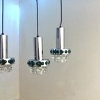 Dutch Design, Chrome And Glass Dragon Teeth Pendants Lamps thumbnail 7