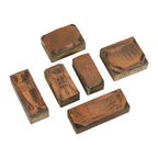 Antieke Printer Plaat Gravure Drukblok Bloemen Koper Hout Set Van 6 thumbnail 7