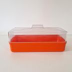 Vintage Brooddoos Oranje Retro Kunststof Broodtrommel thumbnail 7