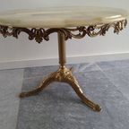 Vintage Messing Coffee Table With Marble Top thumbnail 4