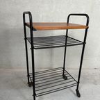 1x Vintage Bijzettafel/70’s Trolley In Teak thumbnail 11