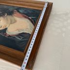 Mooie Houten Vintage Lijst Met Prent Meisje thumbnail 4