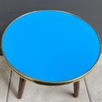 Blue Formica Round Vintage Plant Table 1960S thumbnail 3