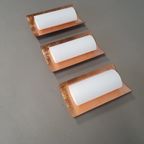 3 X Bankamp Leuchten Sconces / Wall Lights '80s White Glass / Glass With A Layer Of Copper. Wide thumbnail 3