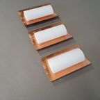 3 X Bankamp Leuchten Sconces / Wall Lights '80S White Glass / Glass With A Layer Of Copper. Wide thumbnail 3