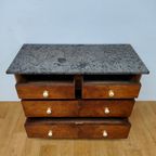 Vintage Frans Dressoir Commode Ladekast Badkamermeubel Met Marmer Blad 811 thumbnail 13