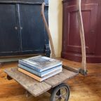 Vintage Industriele Houten Steekwagen Showkar Salontafel thumbnail 8