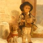19De Eeuws Schilderij "Jongen Met Hondje" thumbnail 4
