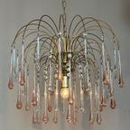 Xl Vintage Roze Murano Kristallen Kroonluchter Hanglamp thumbnail 2