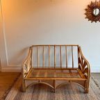 Rotan Bamboe Palm Leaf Bank 2 Fauteuils Vintage thumbnail 4