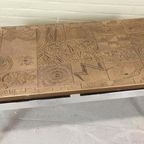 Vintage Mid Century Gesneden Koper En Chroom Salontafel thumbnail 15