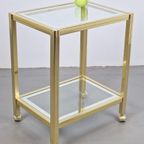 Vintage Bar Cart Trolley Serveerwagen Regency Messing Glas thumbnail 9