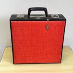 Rood Zwarte Lp Koffer Vinyl Opberger thumbnail 6