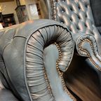 2 X Gave Engelse Chesterfield Fauteuils Jeans Blauw thumbnail 6