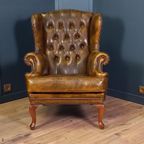 Cognackleurige Chesterfield Wingback Fauteuil (2x) thumbnail 15