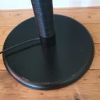 Grote 70's Zwarte Leeslamp / Staande Lamp Met Opengewerkte Kap. thumbnail 12