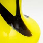 Neongele / Zwart Vintage Opaline Glazen Vaas - Reliving thumbnail 3