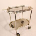 Neoclassical Silvered Bar Cart In Style Of Maison Jansen, 1950S thumbnail 2