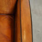 Schapenleren Art Deco Design Armchair Met Mooie Houten Details En Zwarte Biezen thumbnail 9