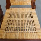 Unieke Set Van 6 Houten Art Deco Design Eetkamerstoelen Met Een Rieten Zitting En Rugleuning thumbnail 9