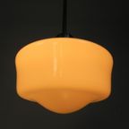 Art Deco Hanglamp Met Witte Glazen Kap, Jaren 30 thumbnail 8