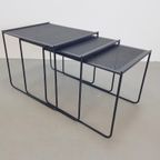 Vintage Zwart Metaal Bijzettafel Mimi Set Nesting Tables '80 thumbnail 3