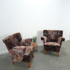 Set Bloemen Fauteuils Met Houten Poten thumbnail 4