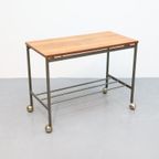 Vintage Sidetable Bijzettafel Op Wieltjes thumbnail 4