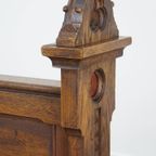 Geweldige, Mooi Gesneden Antieke Eikenhouten Kerkbank In Gotische Stijl Uit Eind 19e Eeuw thumbnail 11