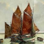 Albert Bern (1898-1968) "zeegezicht". Impressionisme. Olieverf Op Doek. thumbnail 5