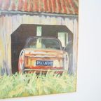 Schilderij Olieverf Doek Pelckmans Peugeot 404 Auto Uniek 70 thumbnail 2