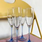 4X Champagneglas Met Blauwe Steel Luminarc thumbnail 2