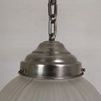 Art Deco Hanglamp Met Ronde Bol Met Geometrische Patronen, Jaren 30 thumbnail 7