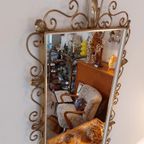 Vintage Rechthoekig Deknudt Spiegel Wandspiegel Messing thumbnail 8