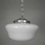 Art Deco Hanglamp Aan Aluminium Ketting, Jaren 30 thumbnail 4