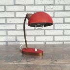 Jaren '50 Bureaulamp Rood / Messing thumbnail 6