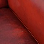 Comfortabele, Stijlvolle Rood Geverfde Armchair Gemaakt Van Schapenleer thumbnail 10