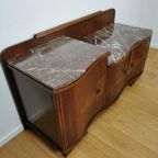 Vintage Mid Century Art Deco Tv Meubel, Dressoir Marmer Blad thumbnail 11