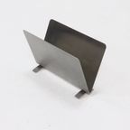 Minimalist Brushed Steel Magazine Rack 1980S thumbnail 5