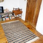 Antique Sivas Kilim Rug * Striped Black White Brown * Turkish Mohair Wool * Woven Textile * Blanket thumbnail 5