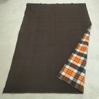Bruin Deken/Plaid Met Rood Oranje Wit Geblokt (2 Zijdig) thumbnail 4