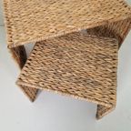 2 Rotan Zeegras Vintage Nest Tafeltjes thumbnail 5