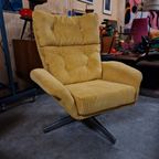 60's Nieuw Bekleed Vintage Draaifauteuil Draaistoel Geel thumbnail 6