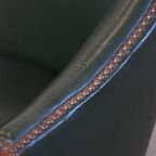 Charmante Groene Rundleren En Houten Bijzet/ Eetkamer/ Bureaustoel In Engelse Stijl thumbnail 13